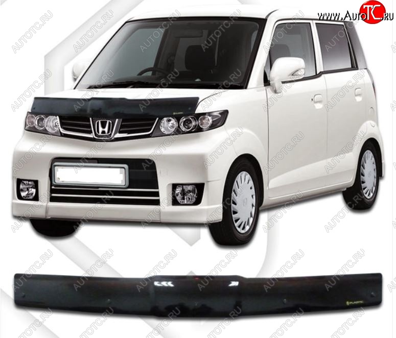 2 079 р. Дефлектор капота CA-Plastiс Honda Zest Spark (2006-2012) (Classic черный, Без надписи)  с доставкой в г. Белгород