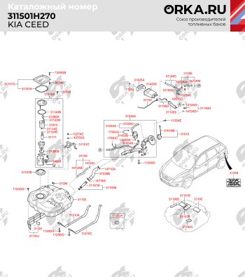 13 999 р. Бак топливный BAKPLAST (53 л., пластиковый) Hyundai I30 2 GD дорестайлинг универсал (2011-2015)  с доставкой в г. Белгород. Увеличить фотографию 2