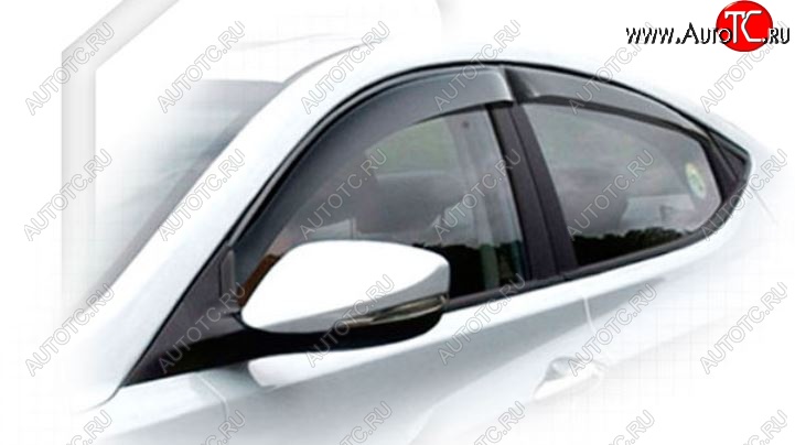 2 199 р. Дефлектора окон CA-Plastiс Hyundai Elantra MD дорестайлинг (2010-2013) (Classic полупрозрачный, Без хром.молдинга, Крепление только на скотч)  с доставкой в г. Белгород