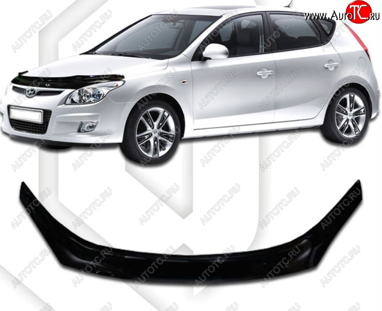 2 399 р. Дефлектор капота CA-Plastic Hyundai I30 FD универсал дорестайлинг (2007-2010) (Classic черный, Без надписи)  с доставкой в г. Белгород