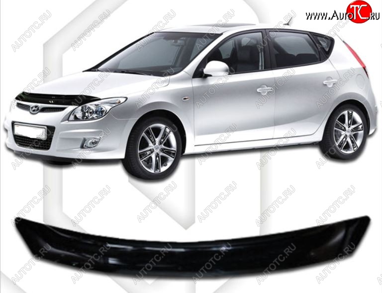 2 079 р. Дефлектор капота CA-Plastic Hyundai I30 FD универсал рестайлинг (2010-2012) (Classic черный, Без надписи)  с доставкой в г. Белгород