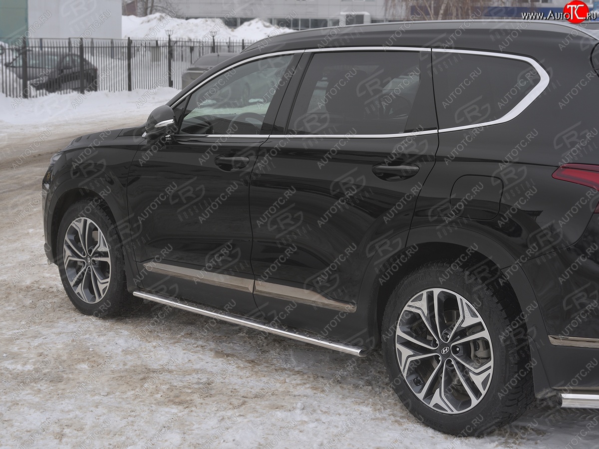 16 649 р. Пороги из труб 75х42 с проступью Russtal Hyundai Santa Fe TM дорестайлинг (2018-2021)  с доставкой в г. Белгород