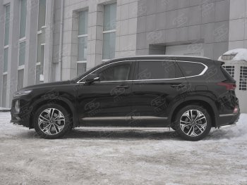 16 649 р. Пороги из труб 75х42 с проступью Russtal Hyundai Santa Fe TM дорестайлинг (2018-2021)  с доставкой в г. Белгород. Увеличить фотографию 2