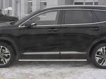 16 649 р. Пороги из труб 75х42 с проступью Russtal Hyundai Santa Fe TM дорестайлинг (2018-2021)  с доставкой в г. Белгород. Увеличить фотографию 3
