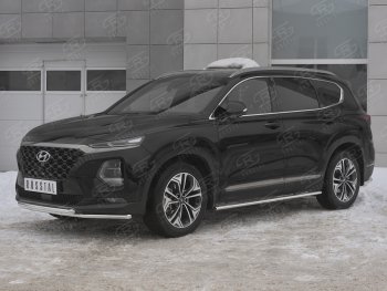 19 299 р. Защита переднего бампера из труб d42 SLITKOFF Hyundai Santa Fe TM дорестайлинг (2018-2021)  с доставкой в г. Белгород. Увеличить фотографию 4