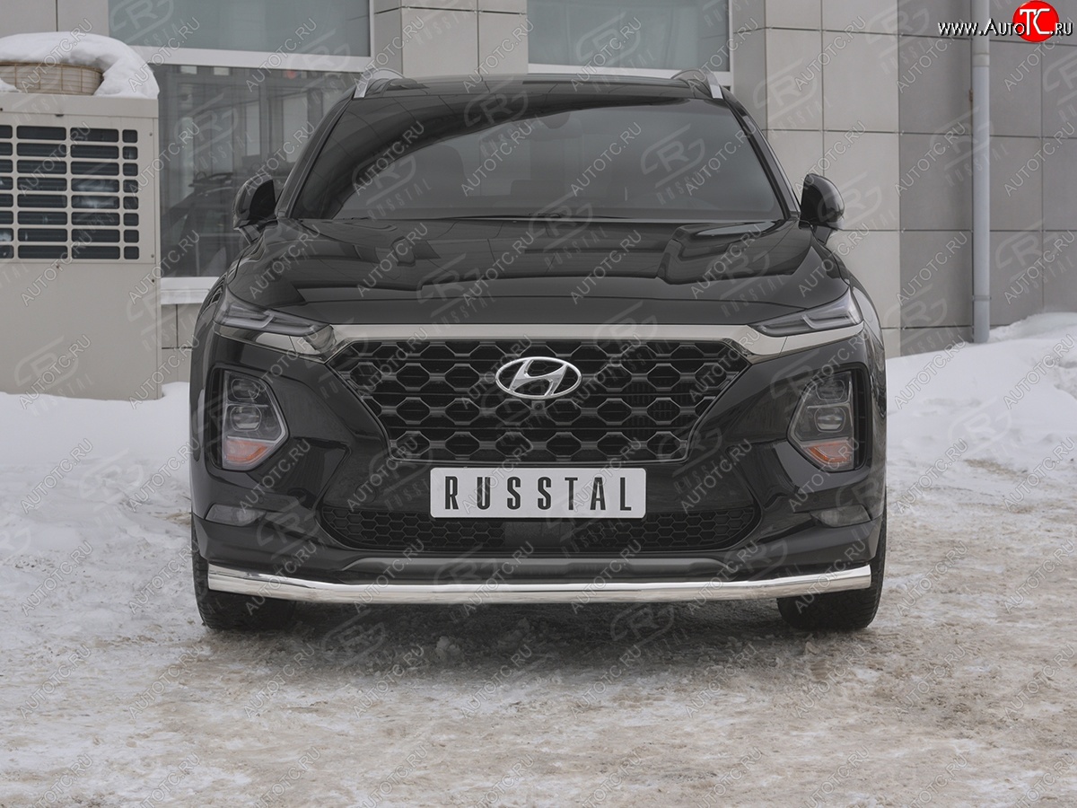 16 699 р. Защита переднего бампера (Ø63 мм, нержавейка) SLITKOFF Hyundai Santa Fe TM дорестайлинг (2018-2021)  с доставкой в г. Белгород