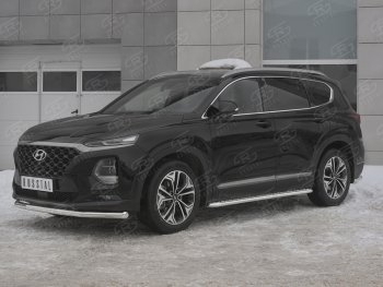 16 699 р. Защита переднего бампера (Ø63 мм, нержавейка) SLITKOFF Hyundai Santa Fe TM дорестайлинг (2018-2021)  с доставкой в г. Белгород. Увеличить фотографию 2