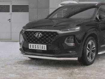 16 699 р. Защита переднего бампера (Ø63 мм, нержавейка) SLITKOFF Hyundai Santa Fe TM дорестайлинг (2018-2021)  с доставкой в г. Белгород. Увеличить фотографию 4
