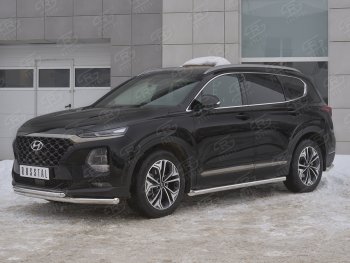 19 999 р. Защита переднего бампера (2 трубы Ø63 и 42 мм, нержавейка) SLITKOFF Hyundai Santa Fe TM дорестайлинг (2018-2021)  с доставкой в г. Белгород. Увеличить фотографию 2