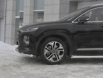 19 999 р. Защита переднего бампера (2 трубы Ø63 и 42 мм, нержавейка) SLITKOFF Hyundai Santa Fe TM дорестайлинг (2018-2021)  с доставкой в г. Белгород. Увеличить фотографию 3