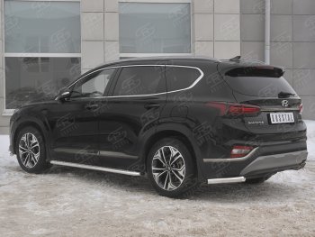 14 499 р. Защита заднего бампера (Ø63 мм уголки, нержавейка) SLITKOFF Hyundai Santa Fe TM дорестайлинг (2018-2021)  с доставкой в г. Белгород. Увеличить фотографию 2