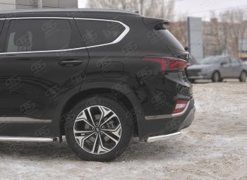 14 499 р. Защита заднего бампера (Ø63 мм уголки, нержавейка) SLITKOFF Hyundai Santa Fe TM дорестайлинг (2018-2021)  с доставкой в г. Белгород. Увеличить фотографию 3