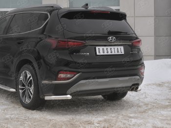 14 499 р. Защита заднего бампера (Ø63 мм уголки, нержавейка) SLITKOFF Hyundai Santa Fe TM дорестайлинг (2018-2021)  с доставкой в г. Белгород. Увеличить фотографию 4