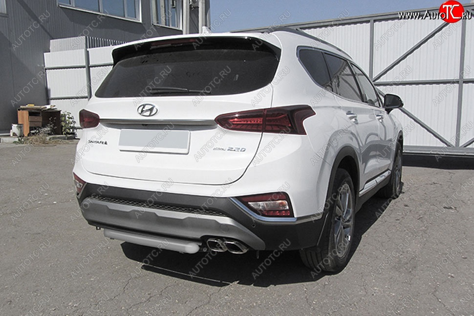 7 499 р. Защита заднего бампера Slitkoff (d57 мм) Hyundai Santa Fe TM дорестайлинг (2018-2021) (Сталь с полимерным покрытием. Цвет: серебристый)  с доставкой в г. Белгород