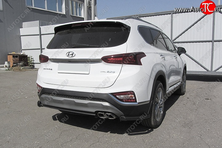 8 599 р. Защита заднего бампера Slitkoff (уголки, d57 мм) Hyundai Santa Fe TM дорестайлинг (2018-2021) (Сталь с полимерным покрытием. Цвет: чёрный)  с доставкой в г. Белгород