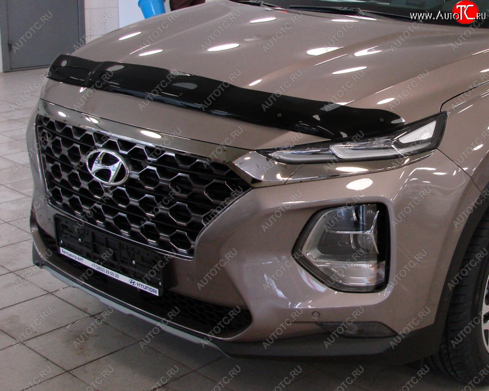 3 379 р. Дефлектор капота SIM Hyundai Santa Fe TM дорестайлинг (2018-2021)  с доставкой в г. Белгород