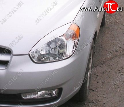1 649 р. Реснички на фары CT v1 Hyundai Accent 3 MC седан (2005-2011) (Неокрашенные)  с доставкой в г. Белгород