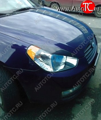 1 649 р. Реснички на фары CT v2 Hyundai Accent 3 MC седан (2005-2011) (Неокрашенные)  с доставкой в г. Белгород