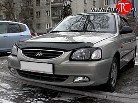 1 484 р. Защита передних фар NovLine (очки) . Hyundai Accent 2 LC седан дорестайлинг (ТагАЗ) (1999-2012)  с доставкой в г. Белгород