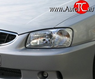 476 р. Прозрачная защита передних фар Novline Hyundai Accent 2 LC седан дорестайлинг (ТагАЗ) (1999-2012)  с доставкой в г. Белгород