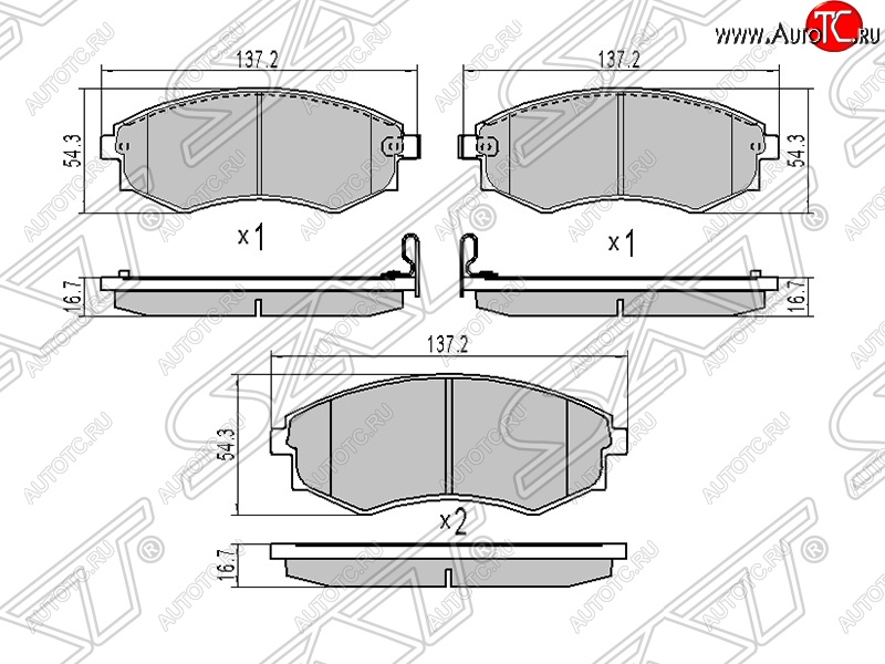 919 р. Колодки тормозные SAT (передние) Hyundai Sonata EF рестайлинг ТагАЗ (2001-2013)  с доставкой в г. Белгород