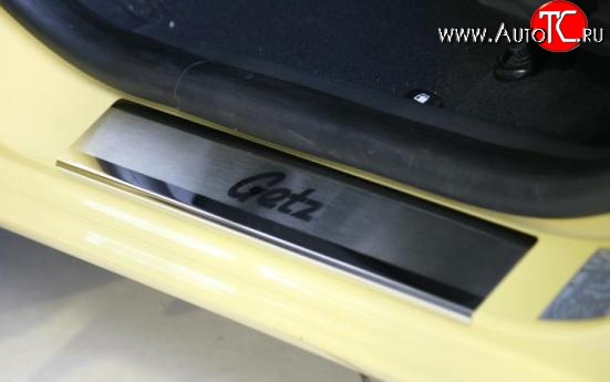 2 519 р. Комплект накладок на порожки автомобиля (5D) Novline  Hyundai Getz  TB (2002-2010) хэтчбэк 5 дв. дорестайлинг, хэтчбэк 5 дв. рестайлинг  с доставкой в г. Белгород