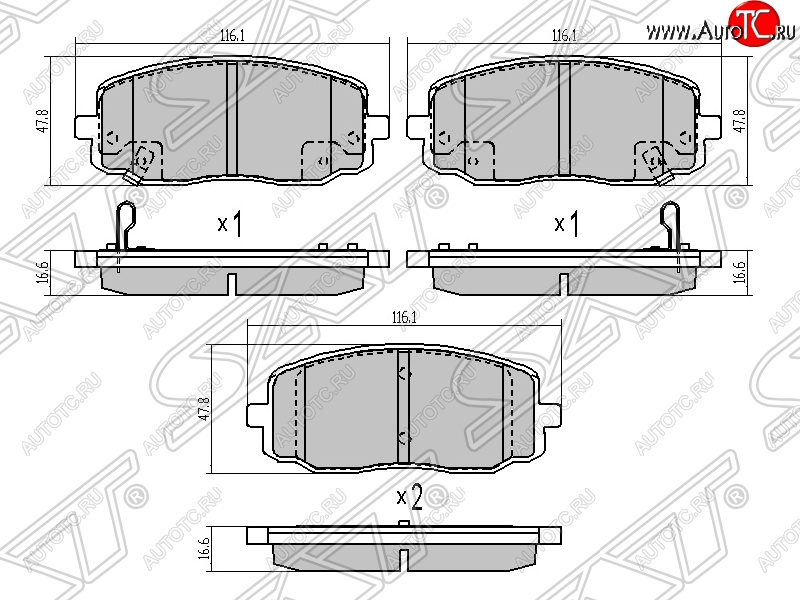869 р. Колодки тормозные SAT (передние) Hyundai i10 PA дорестайлинг (2007-2011)  с доставкой в г. Белгород