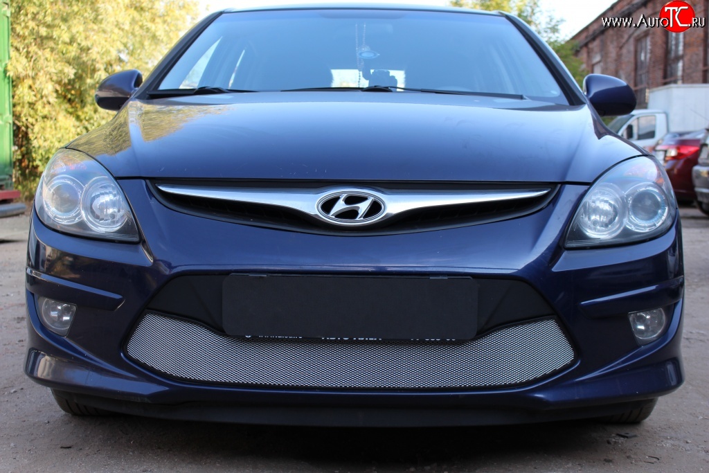 1 539 р. Сетка на бампер Russtal (хром) Hyundai I30 FD универсал рестайлинг (2010-2012)  с доставкой в г. Белгород