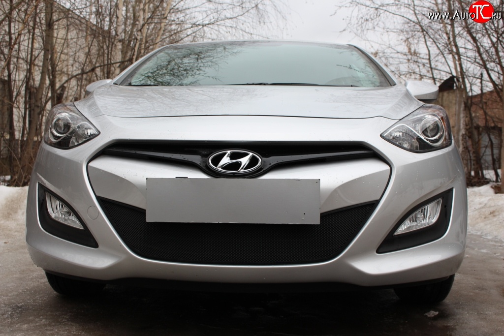1 839 р. Сетка на бампер Russtal (черная) Hyundai I30 2 GD дорестайлинг универсал (2011-2015)  с доставкой в г. Белгород