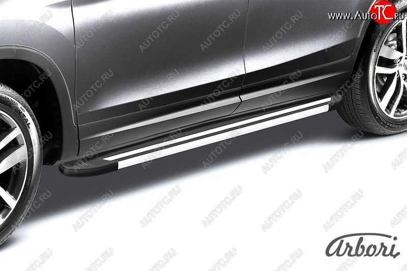 9 269 р. Порожки для ног Arbori Luxe Black  Hyundai IX35  LM (2009-2018) дорестайлинг, рестайлинг  с доставкой в г. Белгород
