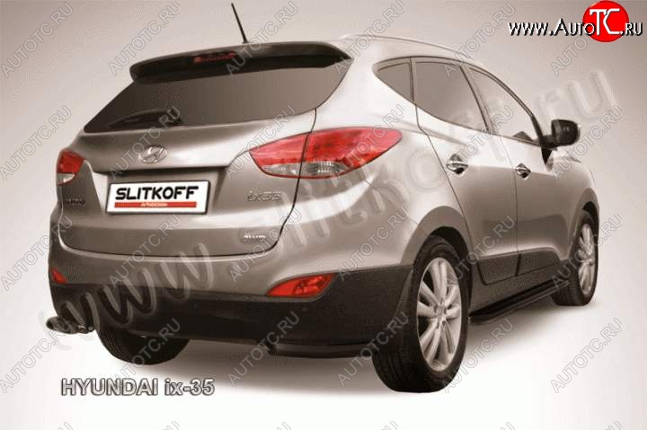 5 799 р. Защита заднего бампера из уголков d57 Slitkoff Hyundai IX35 LM дорестайлинг (2009-2013) (Цвет: серебристый)  с доставкой в г. Белгород