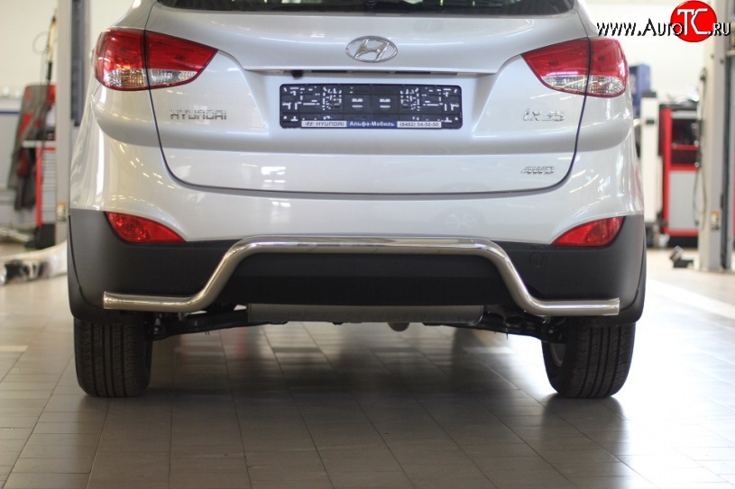 6 899 р. Защита заднего бампера из трубы диаметром 51 мм Petroil Tuning Hyundai IX35 LM дорестайлинг (2009-2013) (Нержавеющая полированная сталь)  с доставкой в г. Белгород