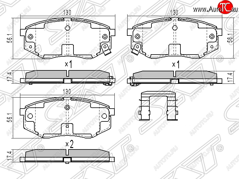 849 р. Колодки тормозные SAT (передние) Hyundai Tucson LM (2010-2017)  с доставкой в г. Белгород
