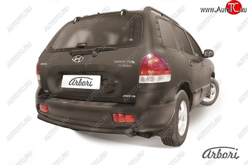 5 399 р. Защита заднего бампера Arbori (черная, 1 труба d57 mm). Hyundai Santa Fe SM (2000-2012)  с доставкой в г. Белгород