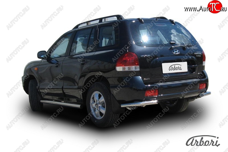 7 289 р. Защита заднего бампера Arbori (уголки, нержавейка, 1 труба d57 mm). Hyundai Santa Fe SM (2000-2012)  с доставкой в г. Белгород