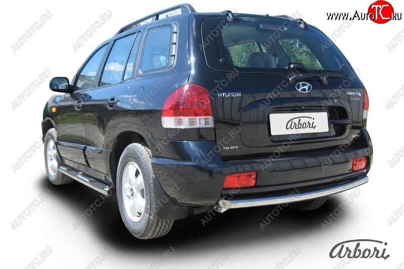 6 389 р. Защита заднего бампера Arbori (нержавейка, 1 труба d57 mm). Hyundai Santa Fe SM (2000-2012)  с доставкой в г. Белгород