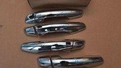 2 999 р. Накладки на внешние ручки дверей СТ Hyundai Santa Fe DM дорестайлинг (2012-2016) (Неокрашенные)  с доставкой в г. Белгород. Увеличить фотографию 2