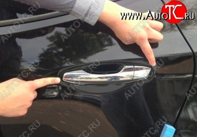 2 999 р. Накладки на внешние ручки дверей СТ Hyundai Santa Fe DM дорестайлинг (2012-2016) (Неокрашенные)  с доставкой в г. Белгород