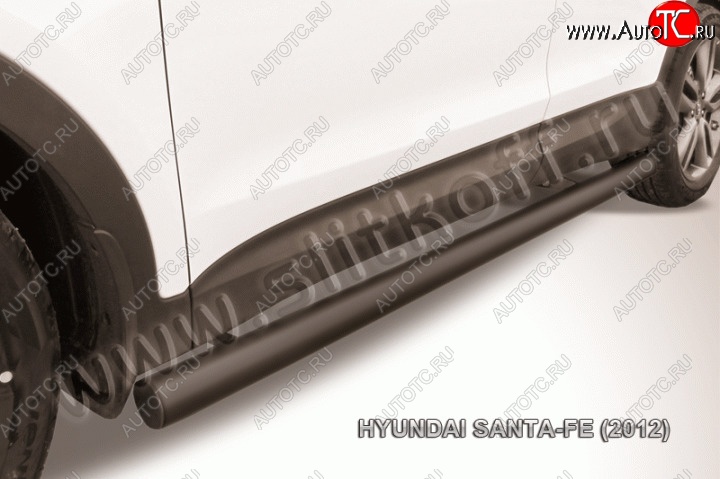 12 399 р. Защита порогов из трубы d76 Slitkoff Hyundai Santa Fe DM дорестайлинг (2012-2016) (Цвет: серебристый)  с доставкой в г. Белгород