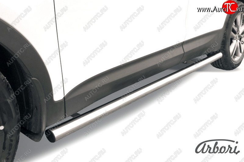 15 839 р. Защита штатных порогов Arbori (нержавейка, d57 mm). Hyundai Santa Fe DM дорестайлинг (2012-2016)  с доставкой в г. Белгород