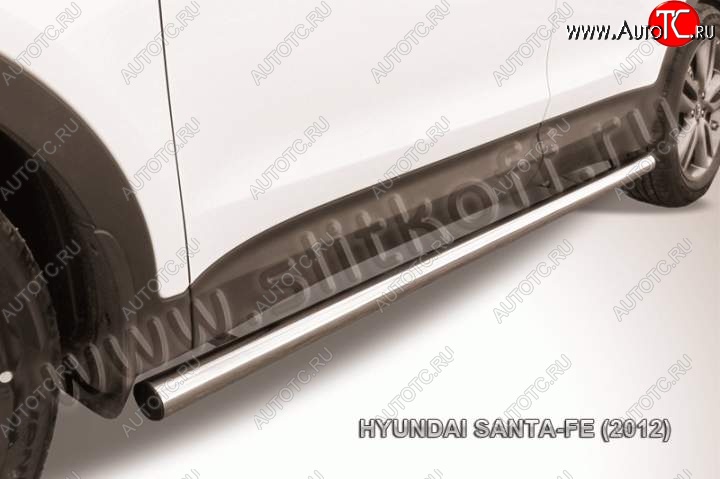 10 349 р. Защита порогов из трубы d57 Slitkoff Hyundai Santa Fe DM дорестайлинг (2012-2016) (Цвет: серебристый)  с доставкой в г. Белгород