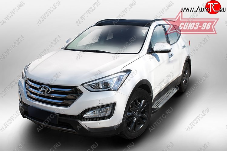 9 674 р. Пороги из алюминиевого профиля Souz-96 Hyundai Santa Fe DM дорестайлинг (2012-2016)  с доставкой в г. Белгород