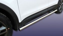 Защита порогов из круглой трубы диаметром 57 мм Slitkoff Hyundai Santa Fe  DM (2012-2016) дорестайлинг