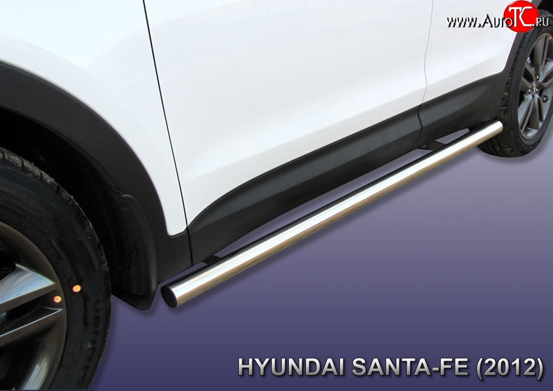 14 799 р. Защита порогов из круглой трубы диаметром 57 мм Slitkoff Hyundai Santa Fe DM дорестайлинг (2012-2016) (Нержавейка, Полированная)  с доставкой в г. Белгород