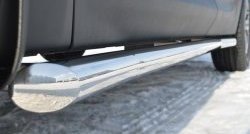 12 299 р. Защита порогов из круглой трубы диаметром 63 мм Russtal Hyundai Santa Fe DM дорестайлинг (2012-2016) (Защита порогов с со скосами на торцах (вариант 1))  с доставкой в г. Белгород. Увеличить фотографию 4