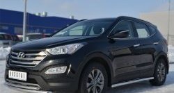 12 299 р. Защита порогов из круглой трубы диаметром 63 мм Russtal Hyundai Santa Fe DM дорестайлинг (2012-2016) (Защита порогов с со скосами на торцах (вариант 1))  с доставкой в г. Белгород. Увеличить фотографию 9