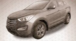 13 349 р. Алюминиевые пороги Slitkoff Optima Black Hyundai Santa Fe DM дорестайлинг (2012-2016)  с доставкой в г. Белгород. Увеличить фотографию 2