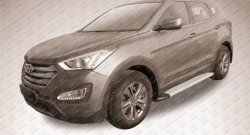 13 349 р. Алюминиевые пороги Slitkoff Optima Silver Hyundai Santa Fe DM дорестайлинг (2012-2016)  с доставкой в г. Белгород. Увеличить фотографию 2