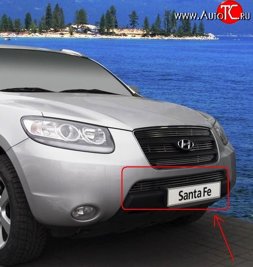 2 924 р. Декоративная вставка воздухозаборника Novline Hyundai Santa Fe CM дорестайлинг (2006-2009)  с доставкой в г. Белгород