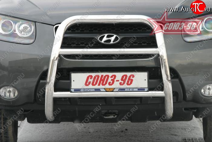 13 139 р. Защита переднего бампера Souz-96 (d60) Hyundai Santa Fe CM дорестайлинг (2006-2009)  с доставкой в г. Белгород